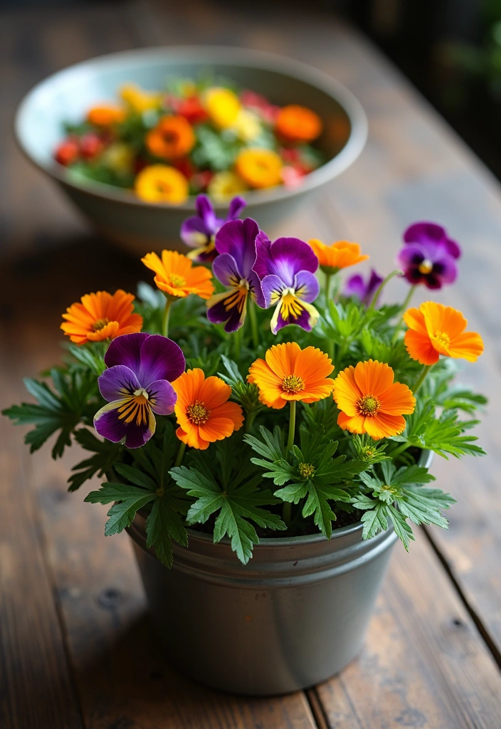 12 Amazing Container Gardening Ideas for Your Victory Garden (Perfect for Small Spaces!) - 5. Edible Flowers Garden