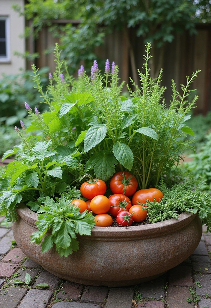 12 Amazing Container Gardening Ideas for Your Victory Garden (Perfect for Small Spaces!) - 9. Herb and Veggie Combo Pots