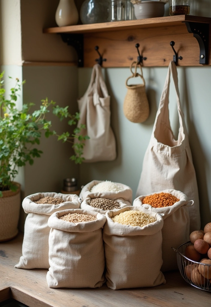 14 DIY Methods for Storing Rice and Beans - 5. Linen Bags for Quick Access