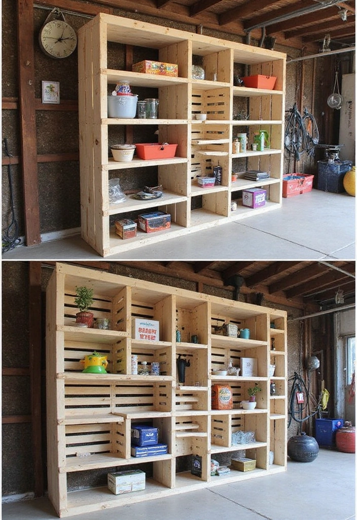 20 Genius Garage Shelving Systems That'll Turn Your Chaos into Order - 15. DIY Pallet Shelving