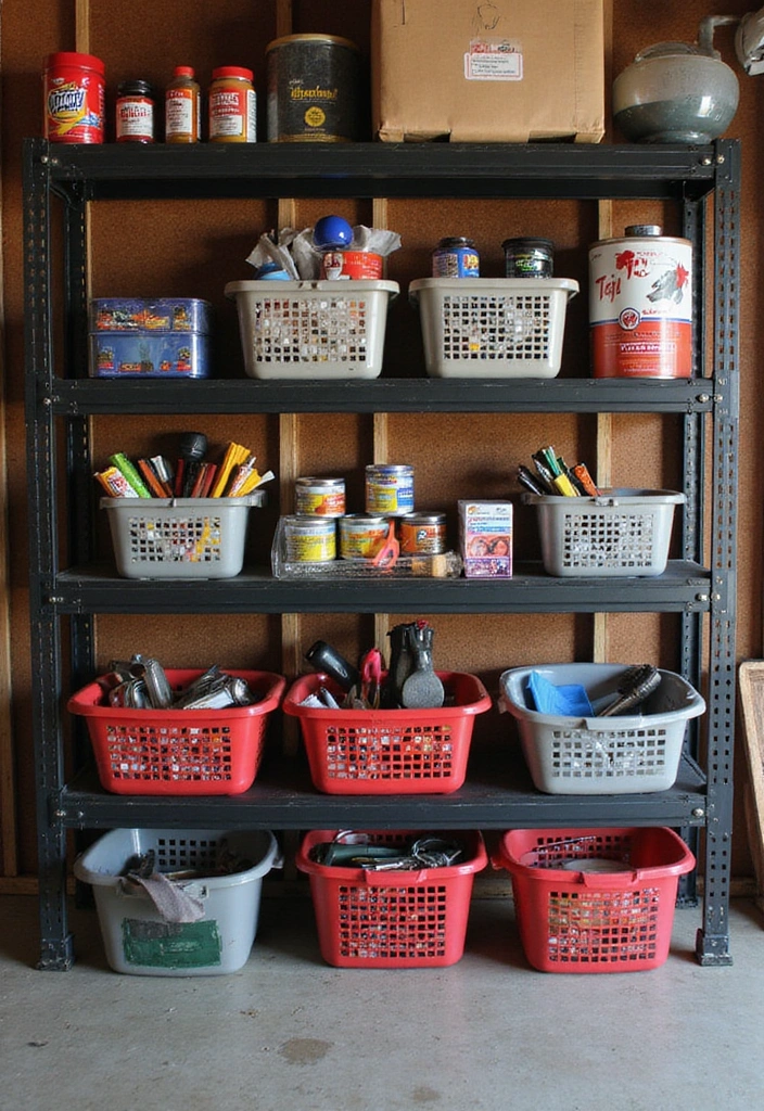 20 Genius Garage Shelving Systems That'll Turn Your Chaos into Order - 19. Under-Shelf Basket Storage